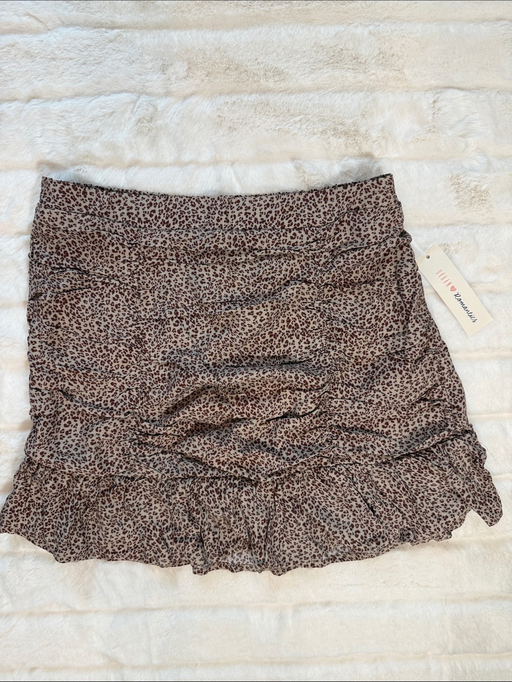 Brown Leopard Print Ruffle Mini Skirt